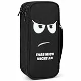 Wzone Schwarz Federmäppchen Großer Kapazität mit Organizer 5 Fach, Pencil Case für Jungen Mädchen Schule & Büro Studentin Don't Touch Me