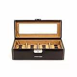 Friedrich|23 Unisex Uhrenkasten mit Glasdeckel für 4 Uhren Kunststoff Braun 20086-3