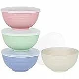 Greentainer Schüssel 24 OZ Müslischalen mit Deckel/Salatschalen, 4er 710ml Unbreakable Cereal Bowls|Obstschale, Suppenschüssel für Kinder und Erwachesene|Leicht & Bruchsicher
