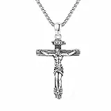 ZIPPICE Kreuz Kette Herren Sterling Silber Jesus Kreuz Kette Kreuzkette Kruzifix Anhänger Halskette Amulett Schmuck für Herren Männer Damen