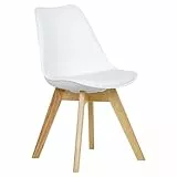 WOLTU Esszimmerstuhl mit Massivholz Beinen, Skandinavische Küchenstühle, Retro Design, Sitzfläche aus Kunstleder, bis 150 kg belastbar, Weiß