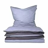 Schiesser Bettwäscheset Doubleface | Renforcé | 2-teilig | Zweifarbig | 100 % Baumwolle | Oeko-Tex® Made in Green Zertifiziert | YKK Reißverschluss | 135x200cm + 80x80cm | Blau