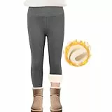 SPFASZEIV Thermo Leggings Mädchen Gefütterte Hose Kinder Dicke Winter Warme Lange Baumwolle Leggings mit Fleece 5–6 Jahren Dunkelgrau