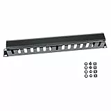 HMF 65451-02 Kabelmanagement mit Abdeckung für Serverschrank | 19 Zoll | 1 HE | Schwarz