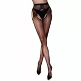 Generisch Strumpfhose Damen - Sexy High Waist Strapsstrümpfe mit offenem Schritt, ultradünne glänzende Reizwäsche, transparente Ouvert Strumpfhose.