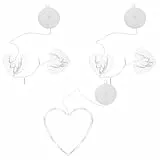 SOLUSTRE 3St. LED Herz Lichterkette Valentinstag Beleuchtung mit Saugnapf Fensterlicht Nachtlicht für Innen Hochzeit Geburtstag Party Dekoration Weihnachtsdeko Batteriebetriebene Ohne Akku