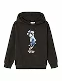 NAME IT Jungen Nkmrenma Nreg Sweat Wh Bru Kapuzenpullover, Schwarz, 122-128 EU