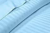 Pure Dreams Bettlaken-Set, Fadenzahl 1000, 4-teilig, Spannbetttuch (35 cm) tiefe Tasche, Bettlaken und 2 Kissenbezüge, 100 % ägyptische Baumwolle, Hotelqualität, hellblau gestreift