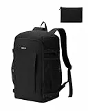 ECOHUB für 24L Ryanair Handgepäck 40x30x20, 2 in 1 - Faltbarer Rucksack mit Mini-Tasche Handgepäck Flugzeug, Leicht & Reißfest Rucksack 40x30x20, PET-Recycelte Travel Backpack für Herren(Schwarz)