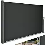 tillvex® Seitenmarkise 180 x 400 cm ausziehbar & Blickdicht | Sichtschutz für Balkon, Garten & Terrasse | Seitenrollo mit Wandhalterung | Sonnenschutz aus rostfreiem Stahl | Markise Windschutz