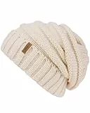 FURTALK Gestrickte Winter Slouchy Beanie Mütze Oversized Unisex Crochet Cable Ski Cap Baggy Slouch Hüte für Frauen Männer, Beige, Einheitsgröße