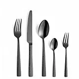 Amefa FELICITY Besteckset 30-teilig PVD Schwarz, Hochwertiges Besteck Set für 6 Personen, Gehämmert, Essbesteck im Hammerschlag-Design, Edelstahlbesteck