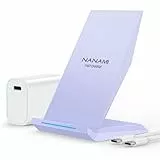Fast Wireless Charger,NANAMI Qi kabelloses Ladegerät (mit USB C ladegerät 20W PD Adapter) für Apple iPhone 17 16 15 14 13 12 Pro Max Xr Xs,10W Induktive Ladestation für Samsung Galaxy S25 S24 S23 S22