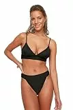TRENDYOL Damen Strukturierter Bikini. Bikini Bottoms Contemporary, Schwarz, 38