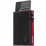 DODENSHA MagSnap Geldbörse Herren I Slim Wallet mit Münzfach I Wallets for Men für 10+ Karten I Magnetischer Verschluss portmonee Herren Slim I RFID Schutz I SchwarzRot