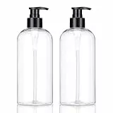 KREMORV Leere Kunststoff Pumpflasche transparent nachfüllbare Pumpflasche seifenspender für Kosmetik Shampoo, Flüssigseife (2 Stück)