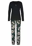s.Oliver Damen Pyjama Zweiteiliger Schlafanzug,per Pack Mehrfarbig (Black/Flowe 24178),44 (Herstellergröße:44/46)