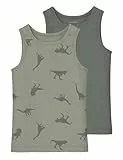 NAME IT Jungen NMMTANK TOP 2P Agave Green Dino NOOS Unterhemd, 104 (2er Pack)