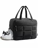 BAGSMART Puffer Reisetasche, kleine Sporttasche für Damen, wasserabweisender Weekender mit Schuhfach