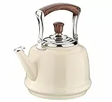 cilio Wasserkessel BIANCO | Edelstahl lackiert | Flötenkessel mit 2-Ton-Flöte | Teekessel Induktion | Für jede Kochplatte | Kapselboden Ø 14,5 cm | Inhalt 2 L | 1,2 L Füllmenge zum Kochen