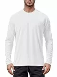 Tansozer Langarmshirt Herren UV Schutz Schwimmshirt Langarm Funktionsshirt Sommer Tshirt Leicht Dünn Longsleeve Sport, Weiß, 3XL