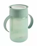 BÉABA, 360°-Lernbecher mit Tropfstopp, Trinklernbecher, Patentierter Auslaufsicherer, ab 12 Monaten, Abnehmbare Griffe, mit Hygienedeckel, Trinkbecher Stabil, Leicht, 340 ml, Salbeigrün