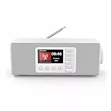 Hama Digitalradio mit Wecker (DAB Radio mit großem Display, Küchenradio, DAB+, Seniorenradio mit einfacher Bedienung, Bluetooth, FM, Radiowecker, Stereo-Radio, kleines Radio mit gutem Empfang) weiß