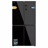 Cecotec Kühlschrank 4 Türen 436L - Bolero CoolMarket 4D 436 Black Glass E. 183 cm Höhe und 83,6 cm Breite, Inverter Plus Kompressor, Total No Frost, Türalarm, Schnellkühl- und Gefrierfunktion