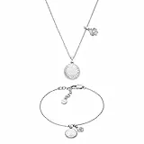 Emporio Armani Damen Silberfarbener Messing Halskette und Armband, Set