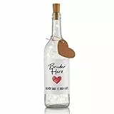LIEBTASTISCH LED Flaschenlicht mit Spruch Bruderherz, schön dass es dich gibt - Geburtstagsgeschenk Geschenk für Bruder - Flasche mit Lichterkette Flaschenkorken Korken - Inkl. Batterien