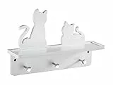 WENKO 86311900 Wand-Garderobe Katzen mit Ablage, MDF, wieß, 24.5 x 37 x 10 cm