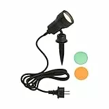 Briloner Leuchten Gartenleuchte, Wegeleuchte, 1 x LED GU10 3W 250lm, inkl. Farbfilter orange, grün, inkl. Erdspieß und Wandhalterung, Kopf schwenk- und drehbar, inkl. Steckerzuleitung 2,0m, IP44, schwarz 3075-015 1er spot