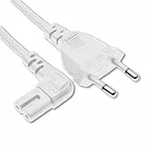 SHAFI® TV Kabel 5M Eurostecker – Zertifiziertes Netzkabel 2 Polig 90Grad Rechtwinkliges IEC C7 Kabel – Kompatibles PS5 PS4 Slim Euro Netzkabel Xbox Series X LG Samsung TV Stromkabel 5M-Weiss