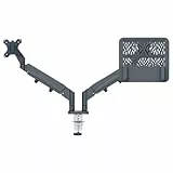 Leitz Ergo Monitor- und Notebookarm, platzsparendes Design, IGR- & TÜV-geprüft, Monitor-Halterung & Laptop-Ständer für 1 Monitor bis 32 Zoll und Notebooks bis 17 Zoll, VESA 75/100, Grau, 65380089