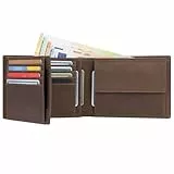 KORUTA Geldbörse Herren Leder Braun mit RFID Schutz I Echtleder Portemonnaie Groß I 13 Fächer I Geldbeutel für Männer I Brieftasche Wallet Portmonee aus echtem Leder Braun (Hunter)