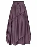 Scarlet Darkness Damen Renaissance-Lagenrock, Langer, Stufenrock mit elastischem hohen Bund und Taschen, Lila Grau, Mittel