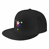 Lsjuee Philippinische Flagge Pinoy Pride Filipino American Trucker Hat, Flat Bill Caps Baseball Cap Dad Hat für Männer Frauen Schwarz