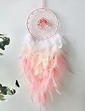 Nice Dream Traumfänger mit LED Licht, Baum des Lebens Handgemachte Dreamcatcher mit Federn, Mädchen Schlafzimmer Romantische Dekoration, Wandbehang Wohnkultur Ornamente Handwerk Rosa