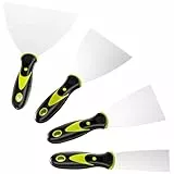 Mesybveo 4 Stücke Putty Messer Spachtel Set, Malerspachtel aus Rostfreiem Edelstahl, Gipser Spachtel mit Kunststoffgriff mit Aufhängeloch zum Wände Abkratzen und Entfernen Tapeten