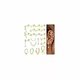CASSIECA 21Pcs Piercing Ohr Chirurgenstahl Helix Piercings Gold CZ Blume Creolen Ohrstecker Ohrringe Set Damen Knorpel Tragus Conch Schmuck
