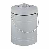 Relaxdays Komposteimer Küche, 5 l, Kleiner Mülleimer, Deckel und Geruchsfilter, Abfalleimer Biomüll, Eisen, grau
