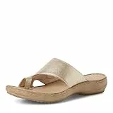 MARCO TOZZI Damen Zehentrenner aus Leder Modern, Beige (Platinum), 37 EU