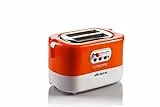 Ariete 159 Toasttime, Weißer Toaster, 2 Scheiben Kapazität, 9 Bräunungsstufen, 700 W, 3 Funktionen, Orange