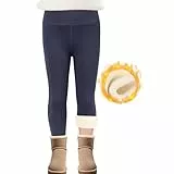 SPFASZEIV Thermo Leggings Mädchen Gefütterte Hose Kinder Dicke Winter Warme Lange Baumwolle Leggings mit Fleece 8–9 Jahren Dunkelblau