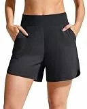G4Free Sport-Shorts für Damen, hohe Taille, leicht, lässig, Lauf-Shorts, Innenfutter mit Taschen, Schwarz, Klein