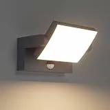 Klighten 24W Außenwandleuchte Außenlampe mit Bewegungsmelder IP65 Wandleuchte Innen Außen Wandlampe mit Schwenkbar LED Panel, Aussenleuchte für Garten Terrasse Eingang, Anthrazit, Warmweiß 3000K