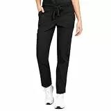 B-well Medizinische Schlupfhose Arbeitshose Dante 5 Taschen Unisex mit elastischem Bund und Gesäßtaschen Krankenhaus Uniformhose mit mittlerer Taille und Rundumgummibund Schwarz M