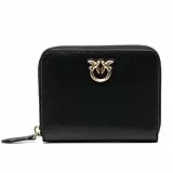Pinko Damen Taylor Zip Around Vitello Seta Reisezubehör-Brieftasche, Z99q_schwarz-Antique Gold