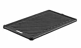 RÖSLE Grillplatte VIDERO G2-P, Hochwertige Grillplatte aus Gusseisen für Fleisch und kleine Grillstücke, Grillbranding, Platte beidseitig verwendbar, Schwarz, 32 x 19 x 1.4 cm