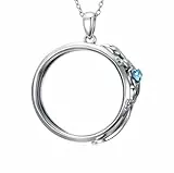 AOBOCO Eidechsen-Halskette für Frauen, Eidechsen-Tieranhänger, Glücksamulett-Halskette mit Ring, Kreis, Silberanhänger, Halsketten, Schmuck, Geschenke
